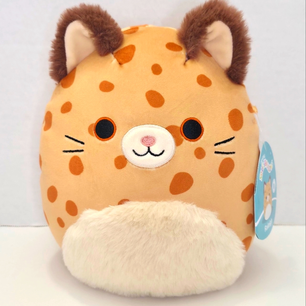 RALEIGH 🐆 8" HTF Tan & Brown Spotted Bobcat Fur Ears & Belly Squishmallow NWT